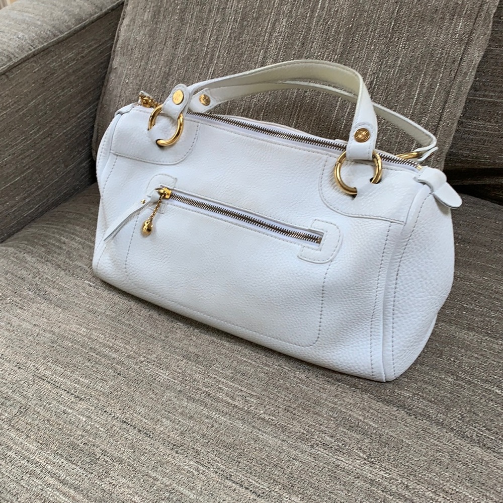 Celine Vintage White Leather Boston Bag